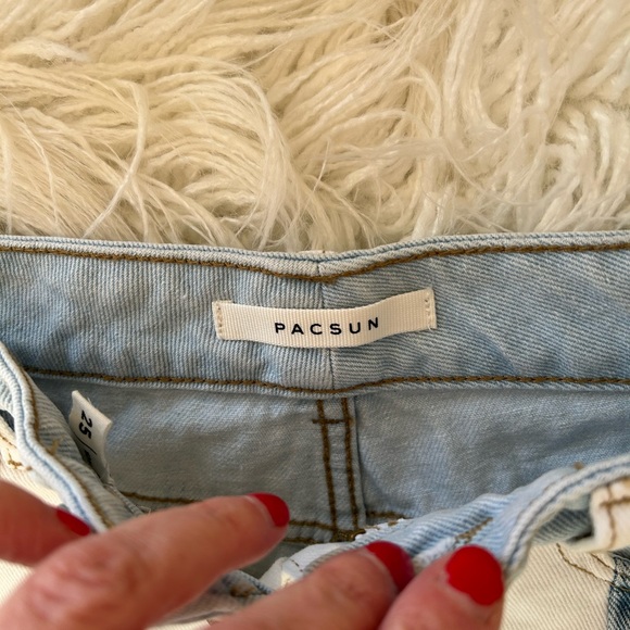 PacSun Patchwork Light Blue and White Denim Cutoff Shorts - Picture 4 of 5